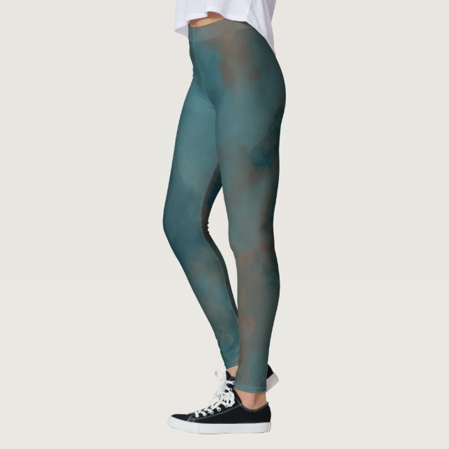 Blaue Marmorplatte Abstrakt Leggings (Links)