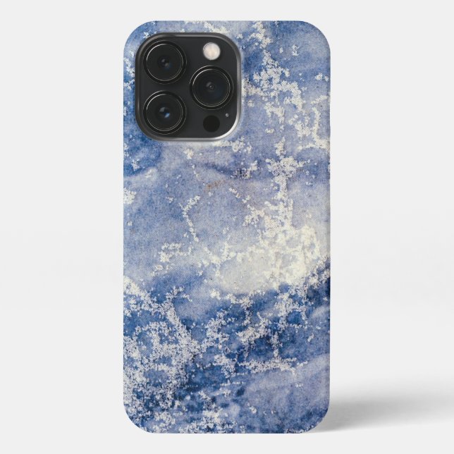 Blaue Marmorplatte iPhone 13 Pro Hülle (Rückseite)