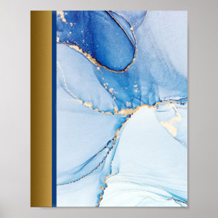 Blaue Marmorsteine / Blaue Grenzkunst Poster