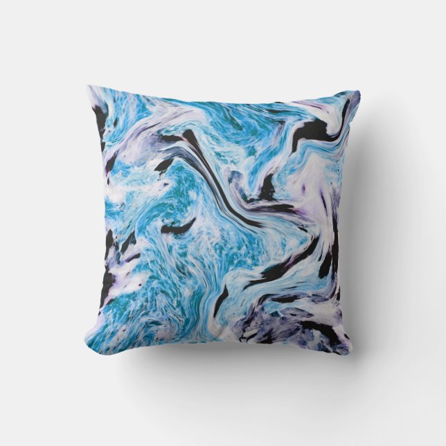 Blaue Marmortextur Kissen (Vorderseite)