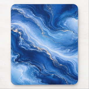 Blaue Marmorwellen Luxus Abstrakt Mousepad