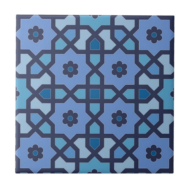 Blaue marokkanische Keramik Tile Fliese (Vorderseite)