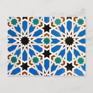 Blaue marokkanische Mosaikkarte Postkarte