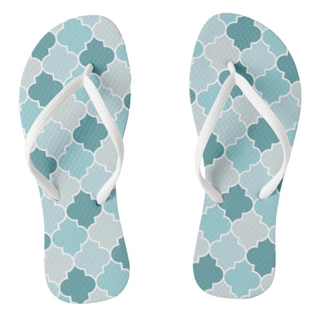 Blaue marokkanische Trellis, Latticework, Quatrefo Flip Flops (Fußbett)