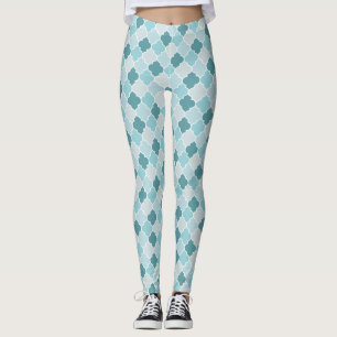Blaue marokkanische Trellis, Latticework, Quatrefo Leggings