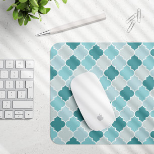 Blaue marokkanische Trellis, Latticework, Quatrefo Mousepad