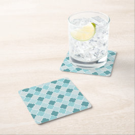 Blaue marokkanische Trellis, Latticework, Quatrefo Rechteckiger Pappuntersetzer