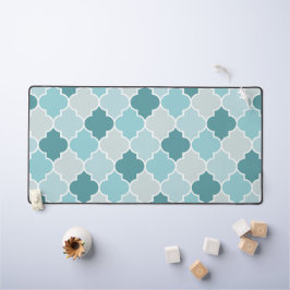 Blaue marokkanische Trellis, Latticework, Quatrefo Schreibtischunterlage