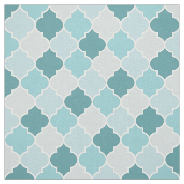 Blaue marokkanische Trellis, Latticework, Quatrefo Stoff (Muster)
