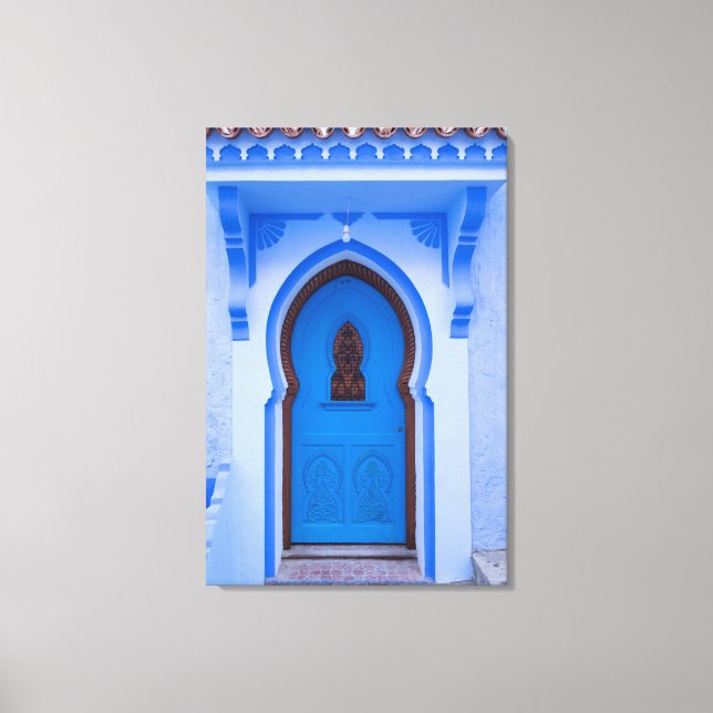 Blaue marokkanische Tür Leinwanddruck (Vorderseite)