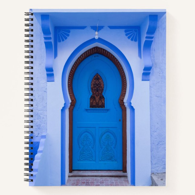 Blaue marokkanische Tür Notizbuch (Vorderseite)