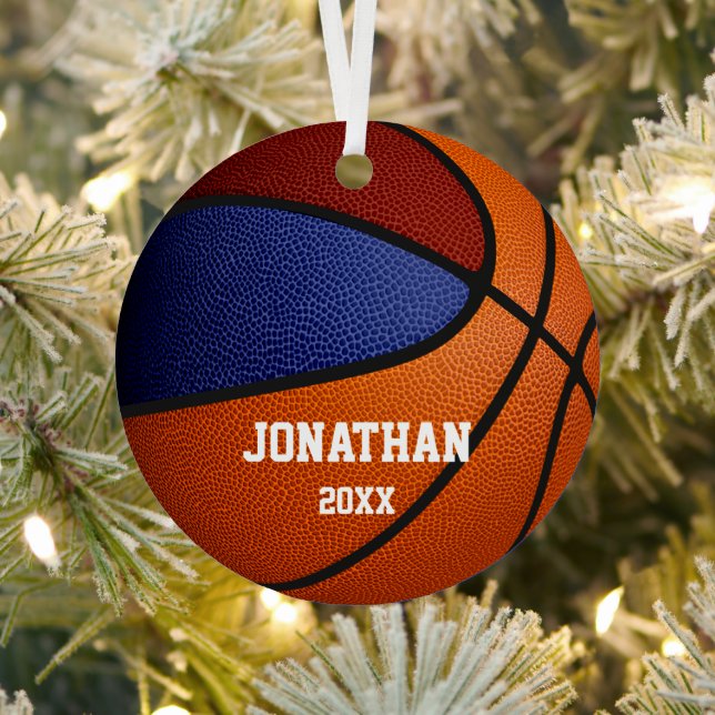 Blaue Marotonmannschaft färbt Jungs Basketball Ornament Aus Metall (InSitu)