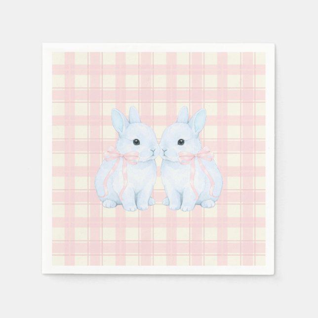 Blaue Marshmallow-Hasen-Kaninchen Ostern Serviette (Vorderseite)
