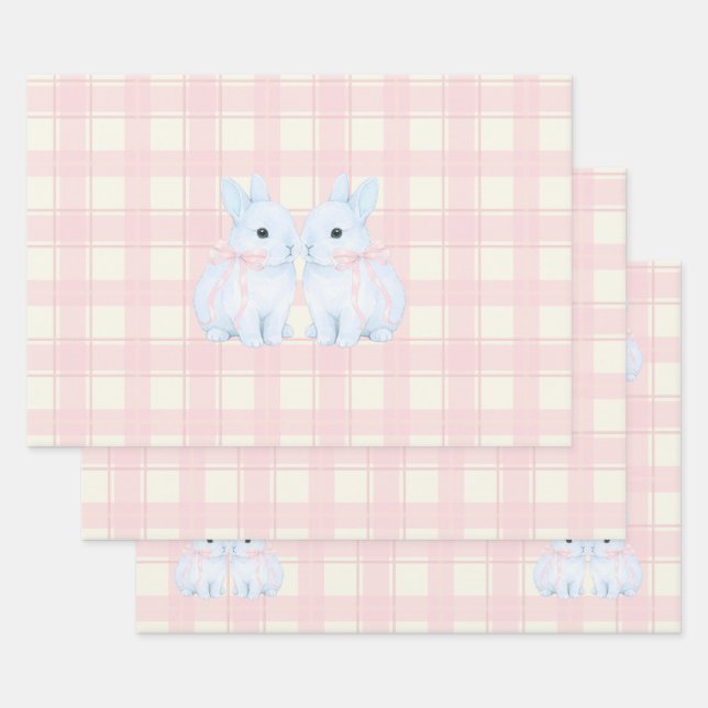 Blaue Marshmallow-Hasen-Ostern Geschenkpapier Set (Set)