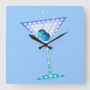 BLAUE MARTINI-WANDUHR QUADRATISCHE WANDUHR