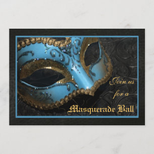 Blaue Masken-Maskenball-Halloween-Einladung Einladung