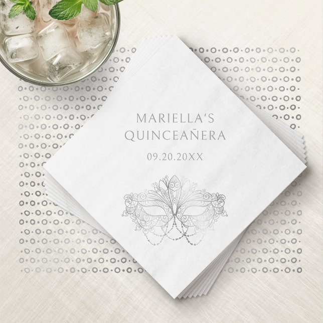 Blaue Maskerade-Maske Elegante Quinceanera Serviette (Von Creator hochgeladen)