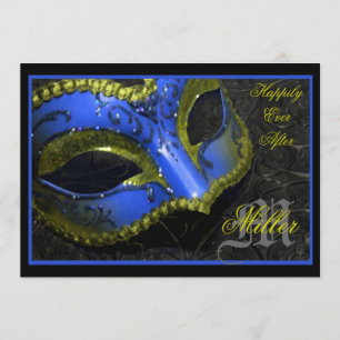 Blaue Maskerade-Renaissance-Hochzeits-Einladung Einladung