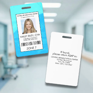Blaue medizinische Gesundheitsmitarbeiter-Foto-Sic Ausweis