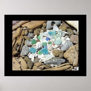 Blaue Meer Glas Kunst Drucke Muscheln Treibholz Me