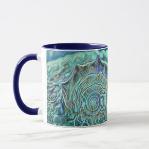 Blaue Meeresmuschel im schäumenden Meer Gemälde  Tasse