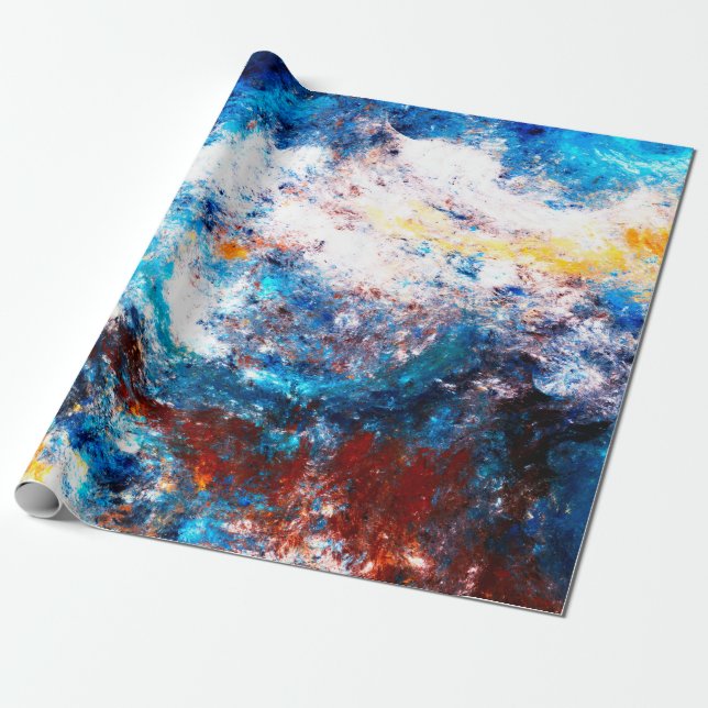 Blaue Meereswelle. Künstlerische Splash von hellen Geschenkpapier (Ungerollt)