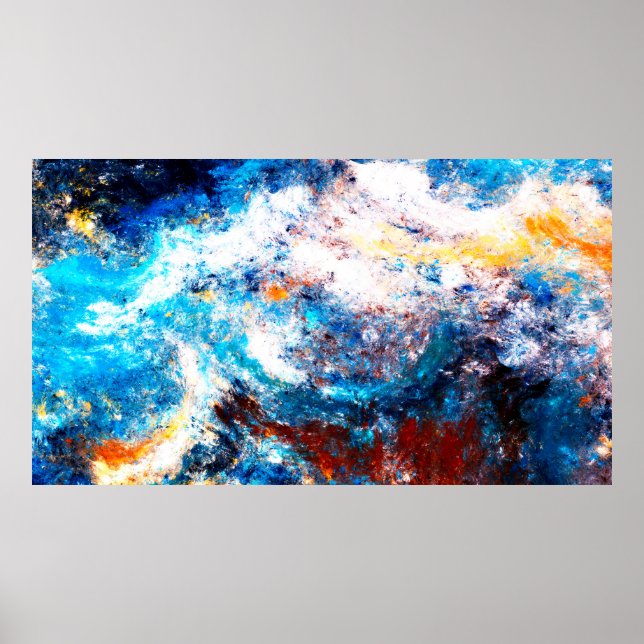 Blaue Meereswelle. Künstlerische Splash von hellen Poster (Vorne)