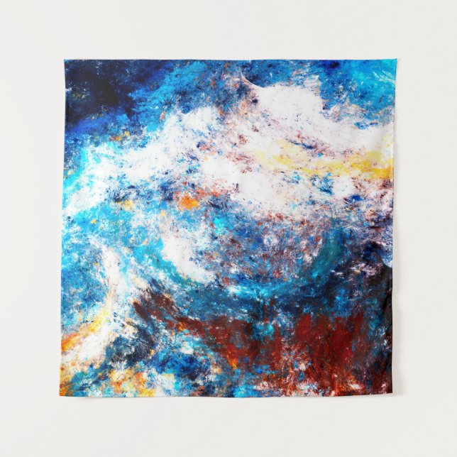 Blaue Meereswelle. Künstlerische Splash von hellen Wandteppich (Vorderseite)