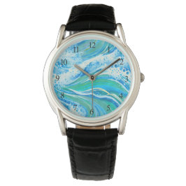 Blaue Meereswellen Armbanduhr