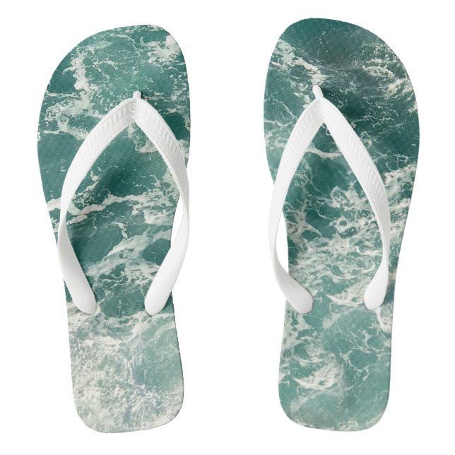 Blaue Meereswellen Flip Flops (Fußbett)