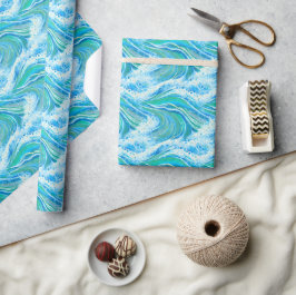 Blaue Meereswellen Geschenkpapier