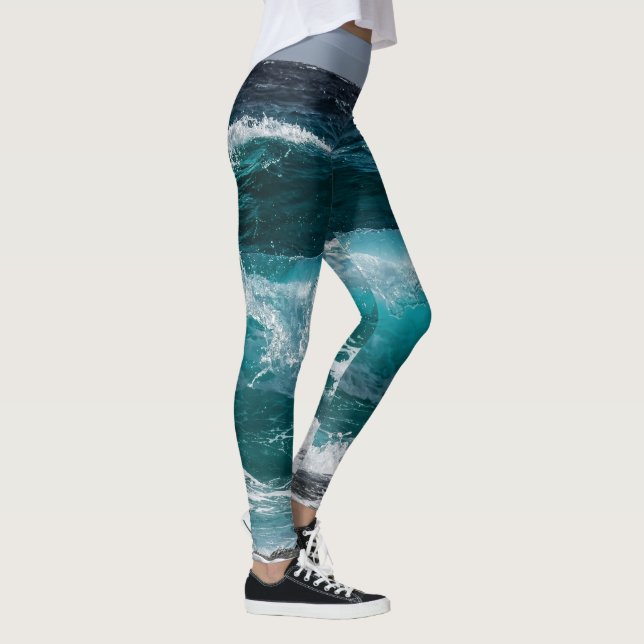 Blaue Meereswellen  Leggings (Rechts)