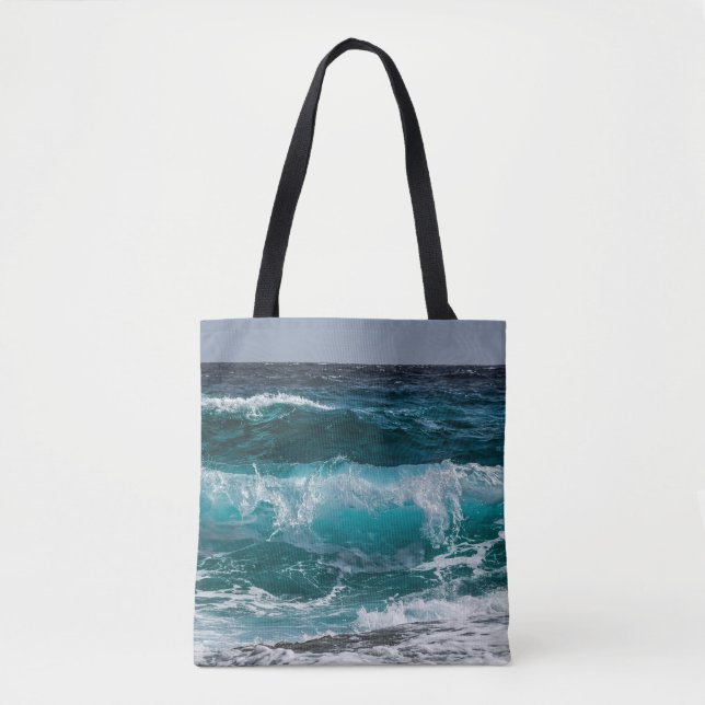 Blaue Meereswellen Tasche (Vorderseite)