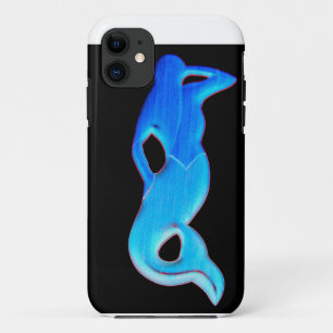 blaue Meerjungfrau auf schwarzem Kasten iPhone 11 Hülle