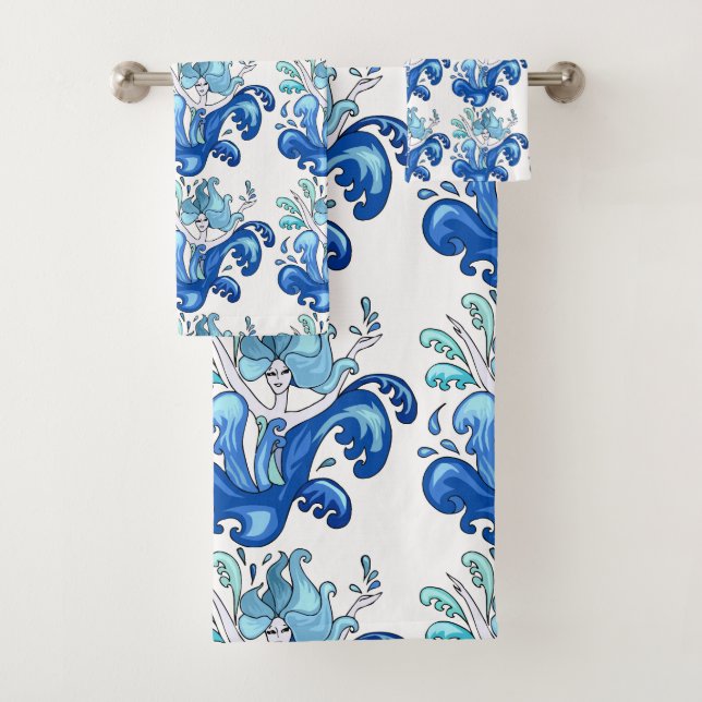 Blaue Meerjungfrau Badewanne Handtuch Set (Insitu)