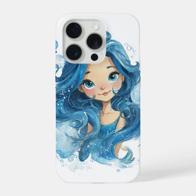 Blaue Meerjungfrau  iPhone 15 Pro Hülle (Rückseite)