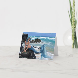 Blaue Meerjungfrau-Mitteilungskarten Karte
