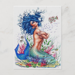 Blaue Meerjungfrau Postkarte