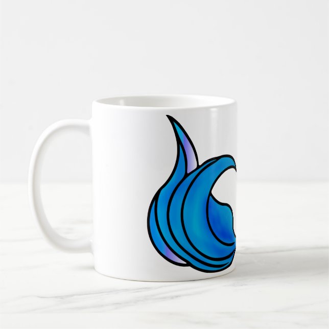 Blaue Meerjungfrau-Schwanz auf einer Kaffee-Tasse Kaffeetasse (Links)