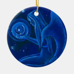Blaue Meerjungfrau-Universum-Weihnachtsverzierung Keramikornament