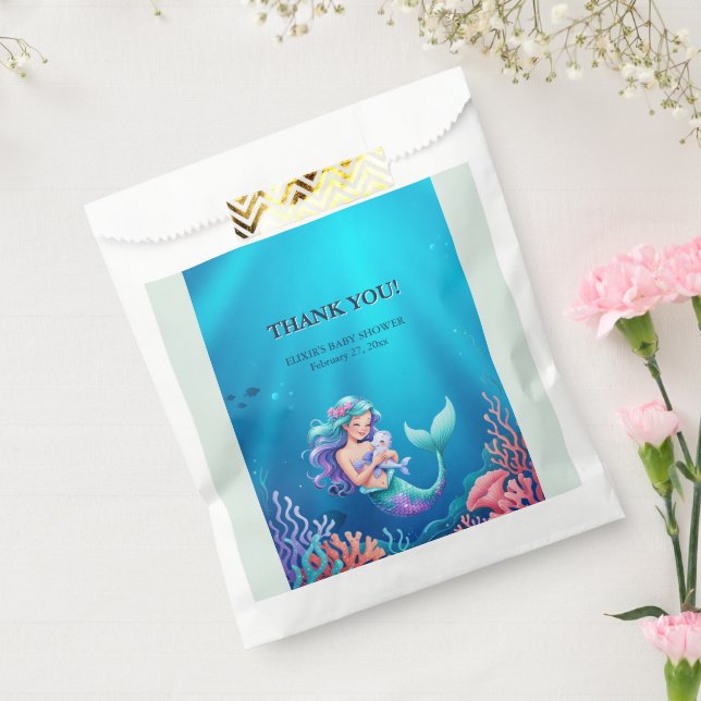 Blaue Meerjungfrau unter der Sea Baby-Dusche Geschenktütchen (Versiegelt)