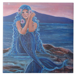 Blaue Meerjungfrau von Renee Lavoie Fliese