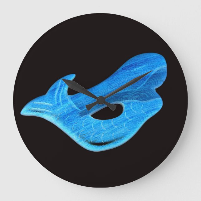 blaue Meerjunguhr Große Wanduhr (Vorderseite)