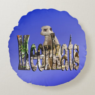 Blaue Meerkatze, runde Kissen. Rundes Kissen