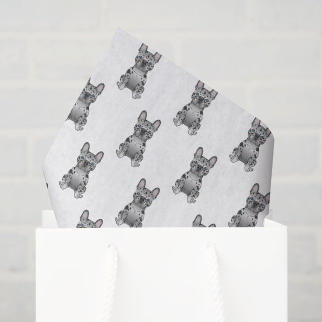 Blaue Merle-Bulldog / Französisches Hundemuster Seidenpapier (Geschenktüte)