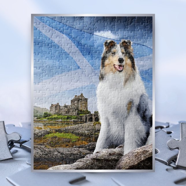 Blaue Merle Collie, Eilean Donan und Schottland-Fl (Von Creator hochgeladen)