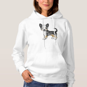 Blaue Merle Glatthaar Chihuahua Süßer Cartoon-Hund Hoodie