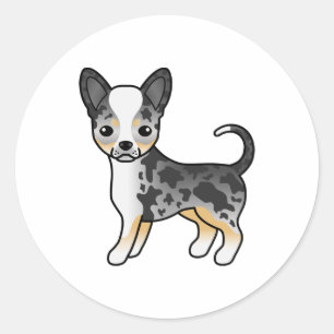 Blaue Merle Glatthaar Chihuahua Süßer Cartoon-Hund Runder Aufkleber