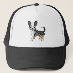 Blaue Merle Glatthaar Chihuahua Süßer Cartoon-Hund Truckerkappe