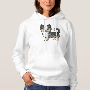 Blaue Merle Langhaar Chihuahua Süßer Cartoon-Hund Hoodie